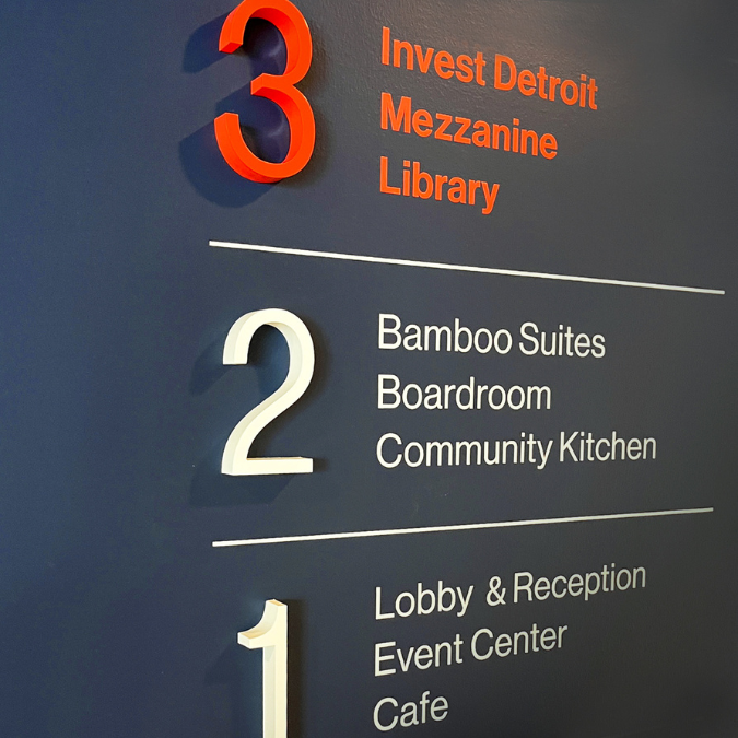 Wayfinding Detroit 1-2-3 Sign